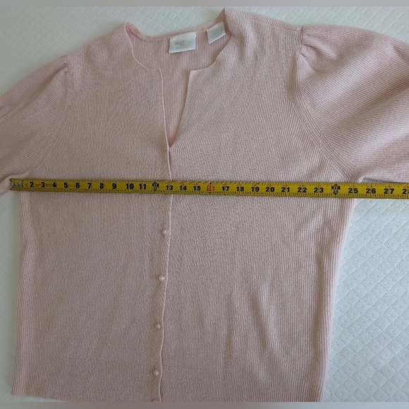 Elisabeth Williams by Blair Lambswool Angora Pink Button Down Sweater, size XL - Picture 6 of 13